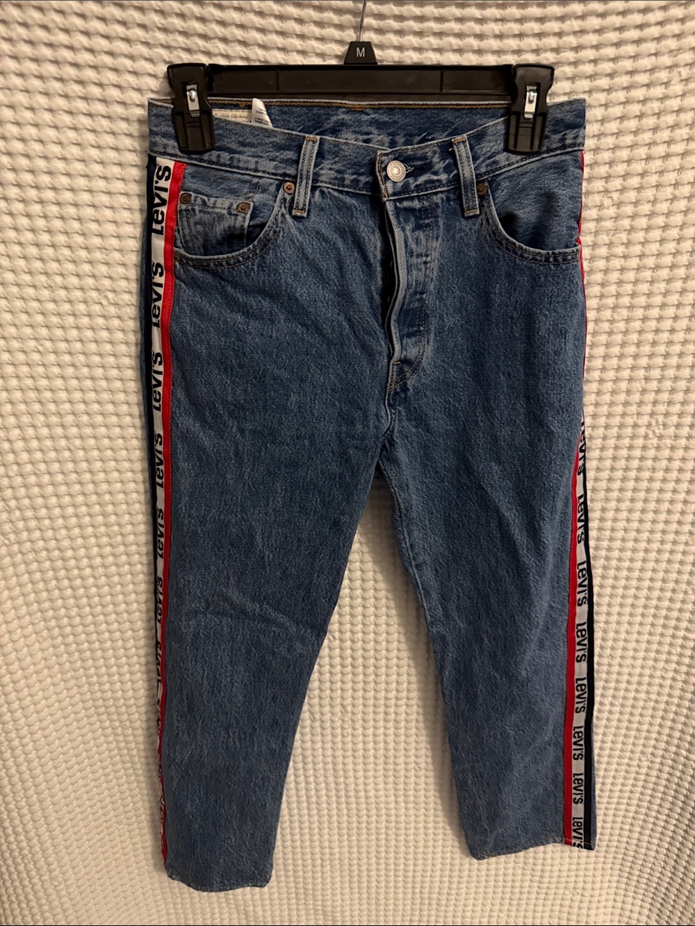 Levi's Blue Denim Jeans with Red and Black Side Tape